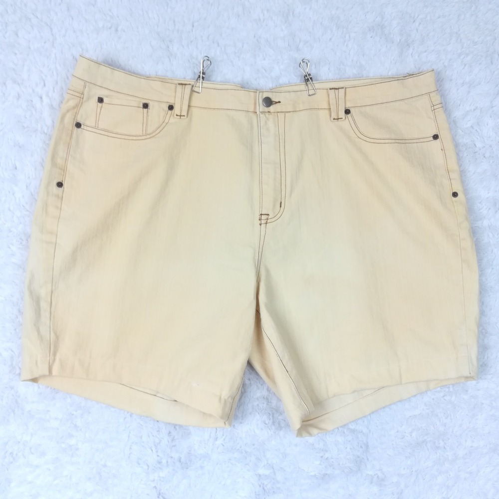 Vtg Venezia Womens Shorts Denim Classic Pale Yellow 5 Pocket Plus 28